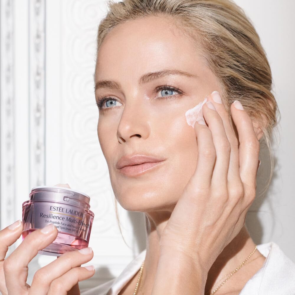Estée Lauder Resilience Multi-Effect Tri-Peptide Face and Neck Moisturizer with SPF 15 | Plumping & Anti-Aging | Firming Cream Normal/Combination Skin 2.5 Ounce